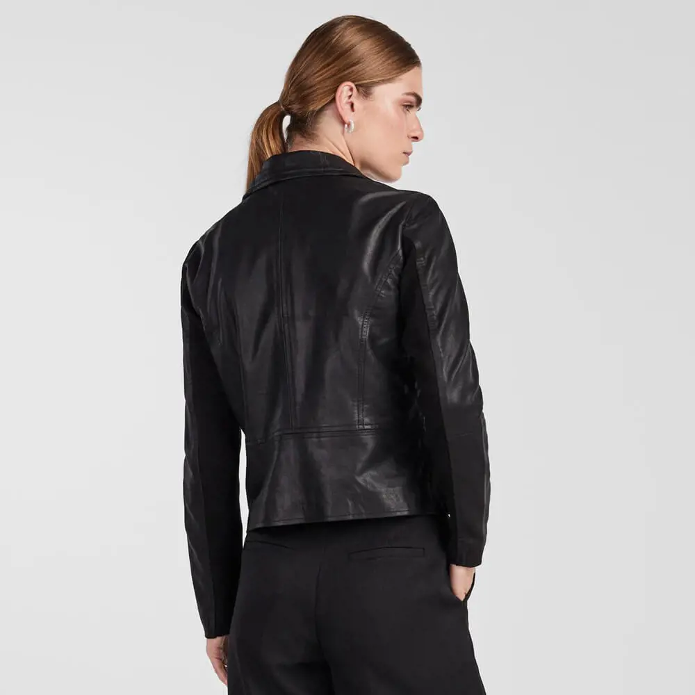 Y.A.S Sophie Black Leather Biker Jacket